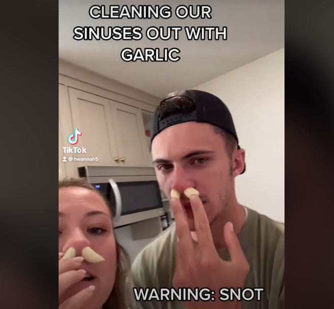 People are stuffing cloves of garlic up their noses to clear their sinuses